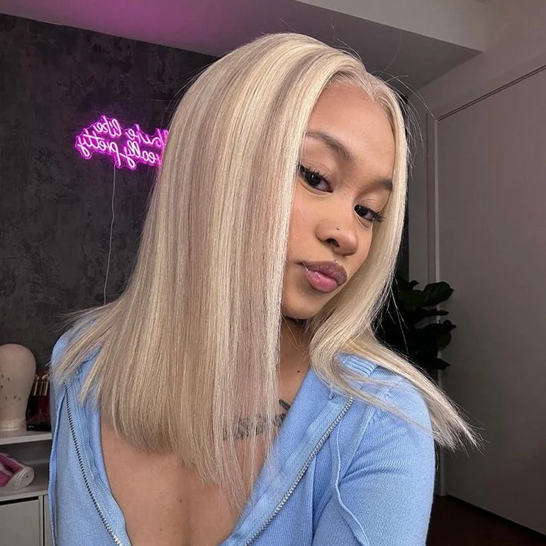 13x4 613 Blonde Balayage Human Hair Lace Wig | Straight Bob