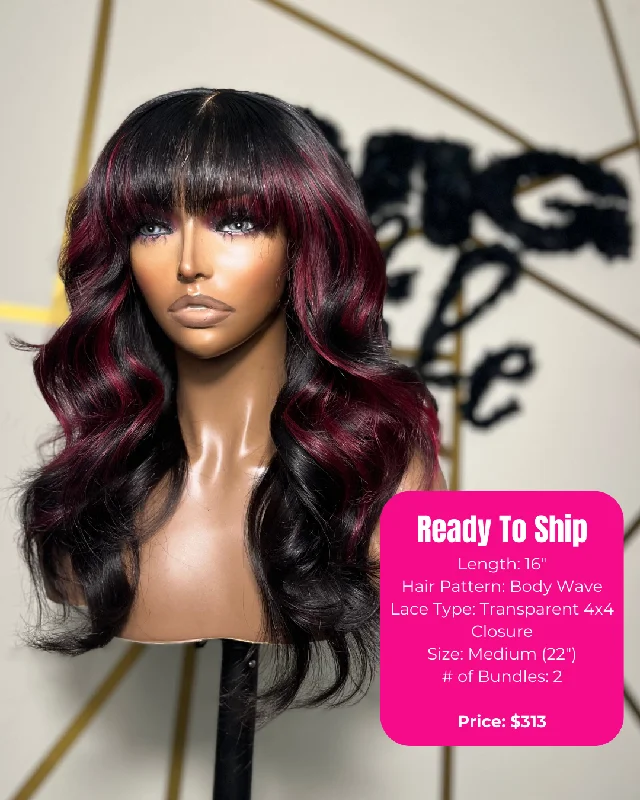 16" Body Wave Wig w/ Bangs