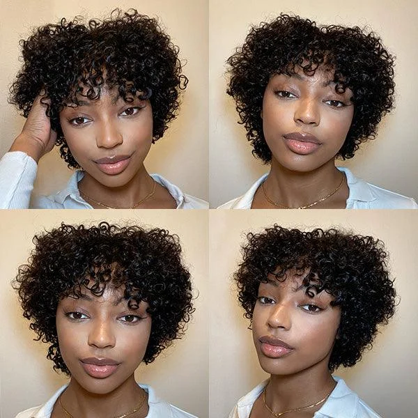 Luvme Hair Throw On & Go | Ultra Natural Lightweight Bouncy Curly Wig with Bangs 100% Human Hair