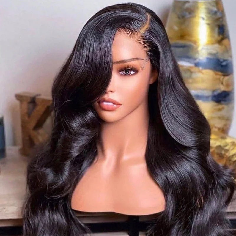 Body Wave 5x5 Transparent Lace Closure Frontal Wig Human Hair Glueless Brazilian Virgin Natural Human Hair Wigs Vendor Stock