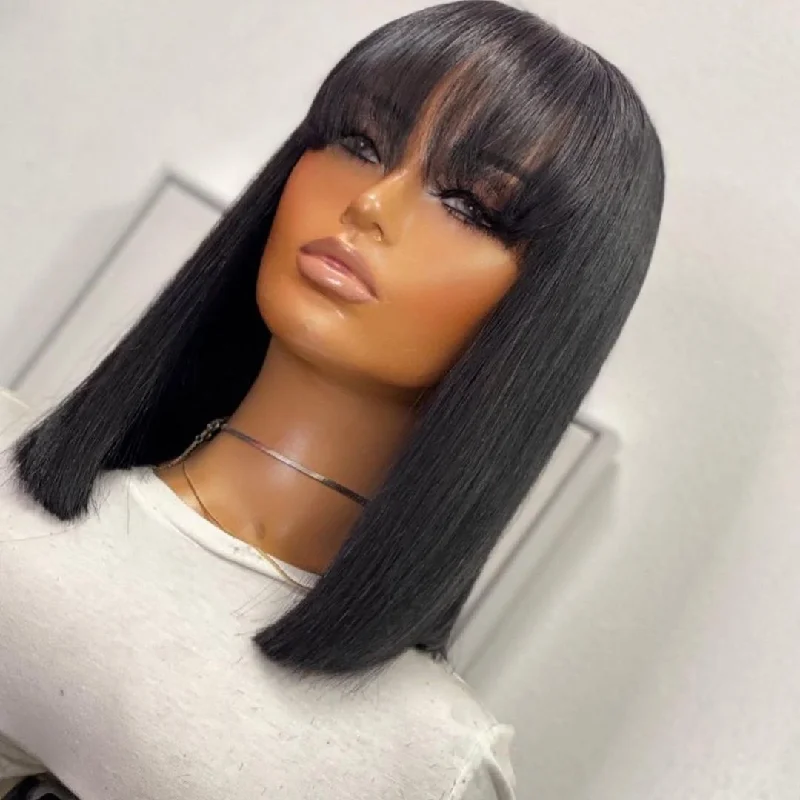 Cheap Short Bob Transparent Hd Lace Human Hair Wig,8-14inch Mink Brazilian Hair Wig,4x4 Closure Short Bob Wigs For Black Women