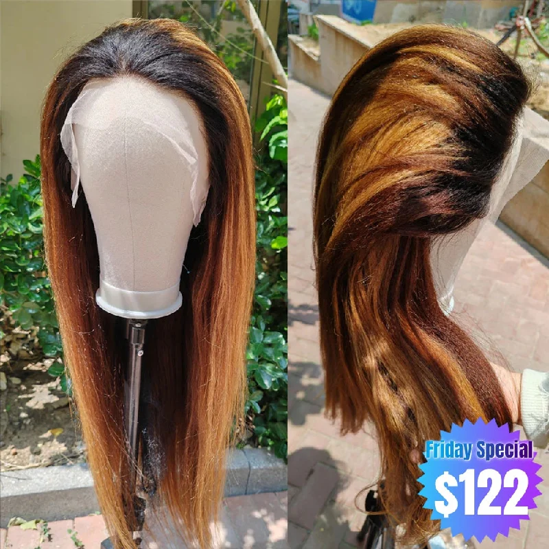 【Friday Special】360 Lace Invisible Strap 250% Human Hair Lace Wig Colored Yaki