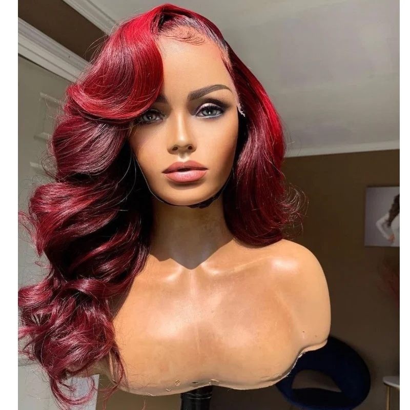 full lace wigs for black women red color body wave human hair wig wholesale human hair vendors 4x4 lace closure wig