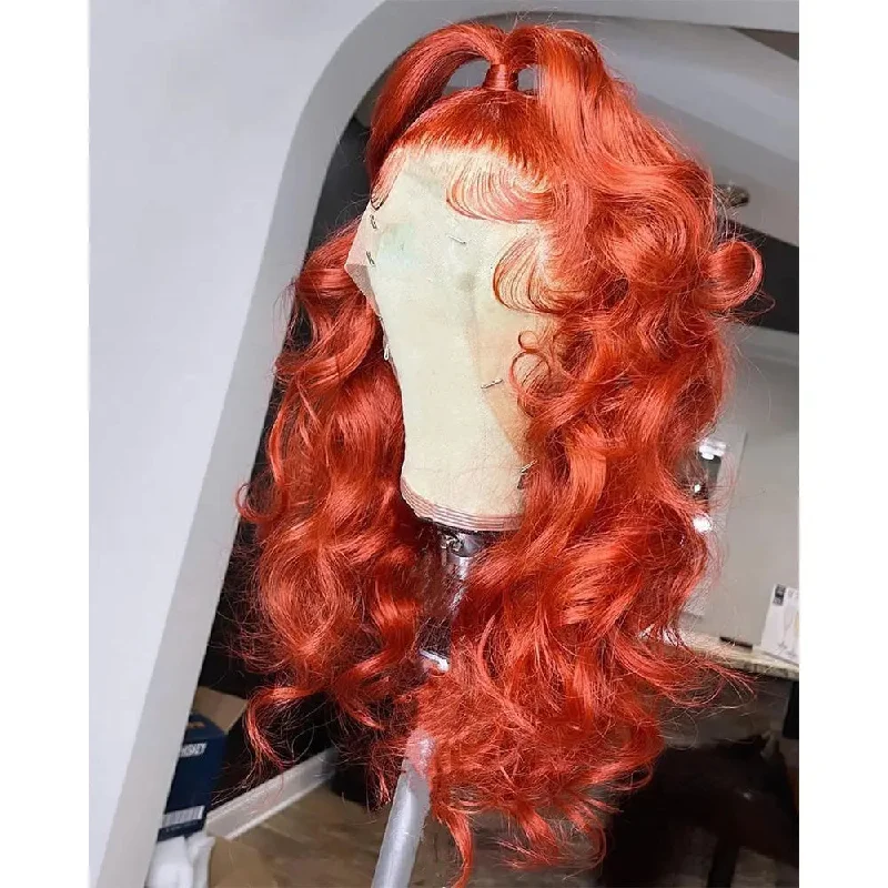 Ginger Orange Lace Front Human Hair Wig Colored 13*4 Lace Frontal Wig Human Hair Wigs Loose wave 150% Density Remy Brazilian