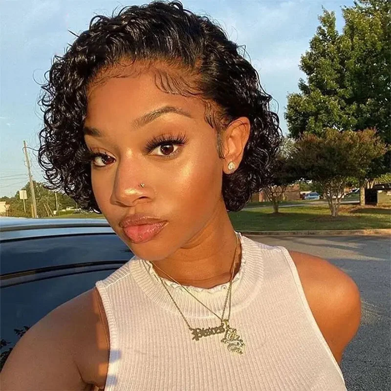 13*4 lace front pixie curly wig