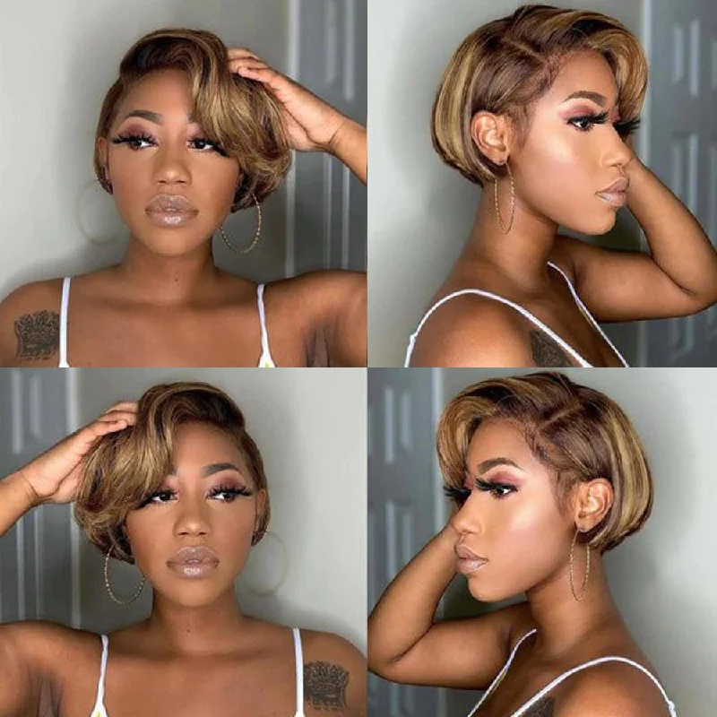 Lewis | Highlight Blonde Pixie Cut Preplucked Virgin Human Hair Wig