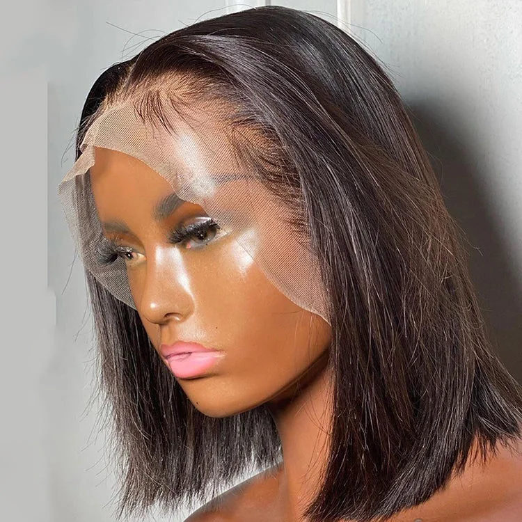 Moonhair 150 Density Black Color 4X4 5X5 13X4 Lace Closure New Design Short Human Hair Peruvian Bob Wigs Lace Front