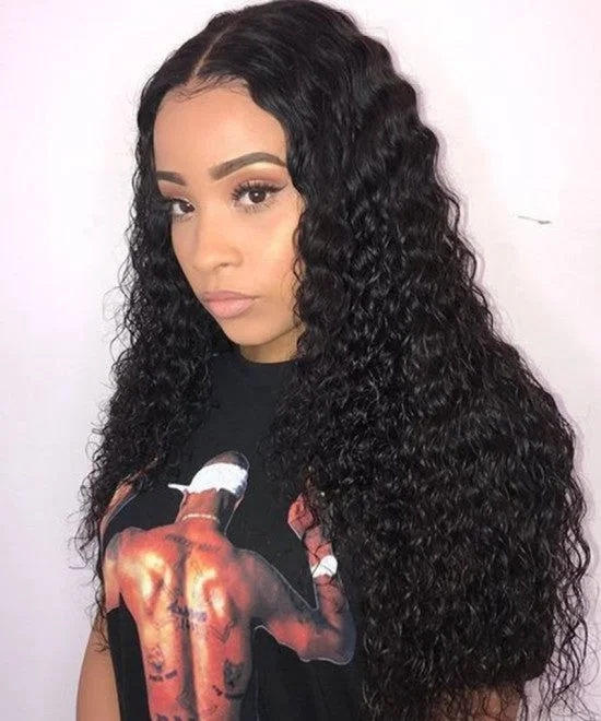 Pre-Made Scalp Glueless 13x6 Lace Frontal Wigs Human Hair With Pre Plucked Baby Hair Brazilian Deep Curly High Density