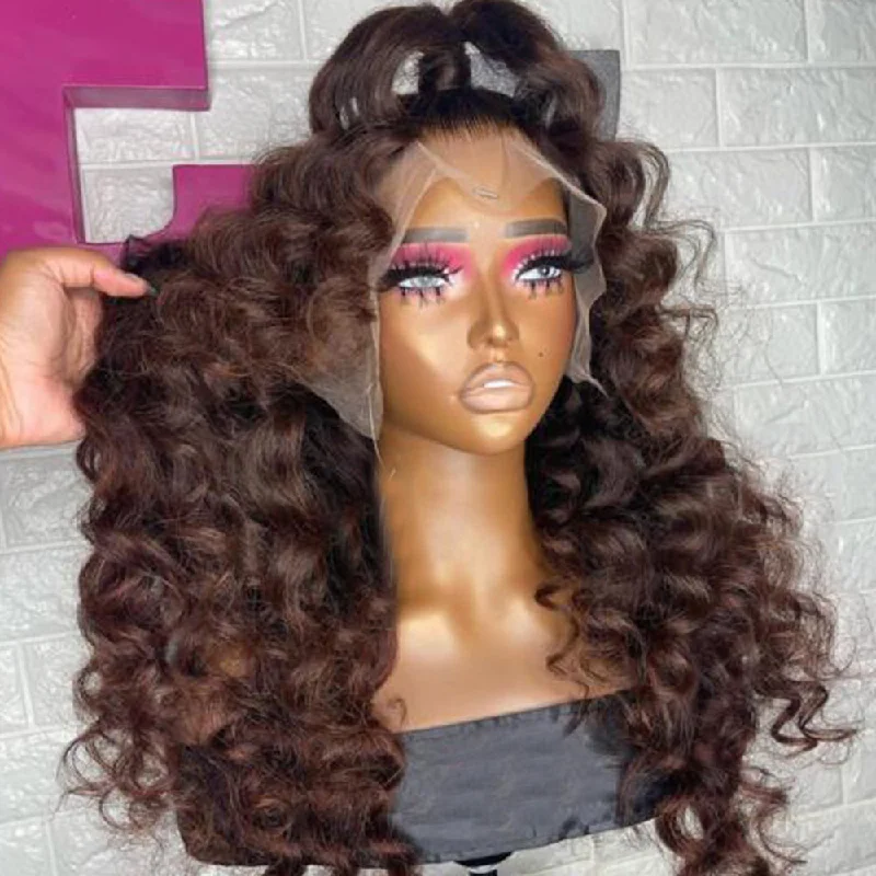 Pre Plucked Raw Virgin Human Hair Wigs 360 Full Lace Frontal Wigs Vendor Brown Color Lace Wigs For Black Women