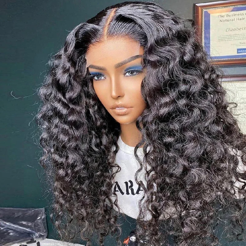 Transparent 28 30 Inch HD Lace Frontal Closure 360 Brazilian Deep Wave 4x4 13x4 13x6 Lace Front Human Hair Wigs for Black Women