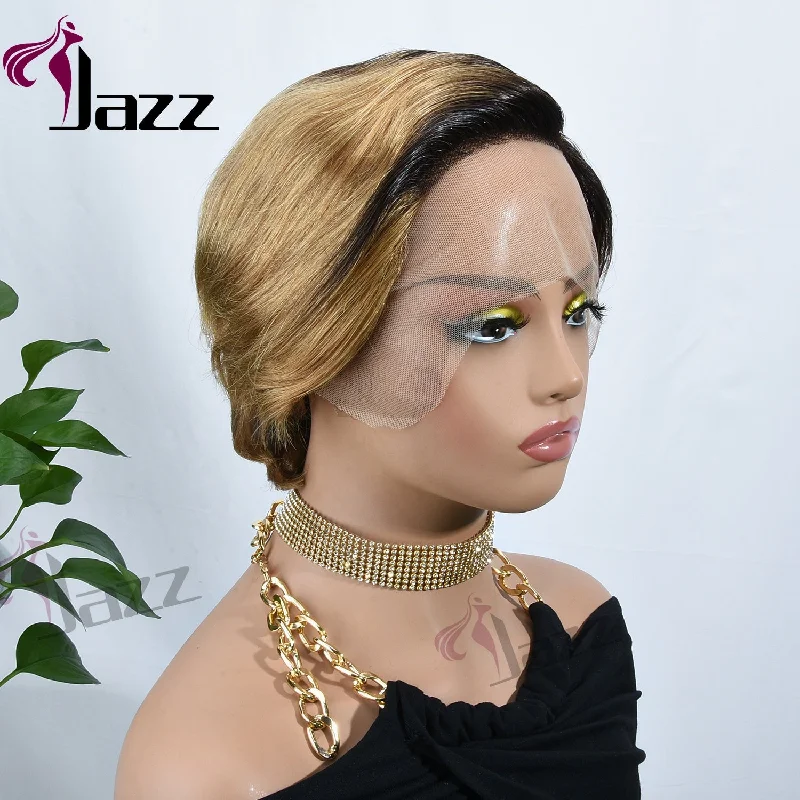 Vendors HD Lace Front Wig Virgin Human Hair Wigs Peruvian Colored HD Swiss Lace Short Pixie Cut Wig glueless For Black Women