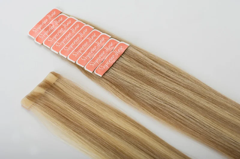 #16/22 Caramel Light Blonde Mix Invisi Tape Hair Extensions