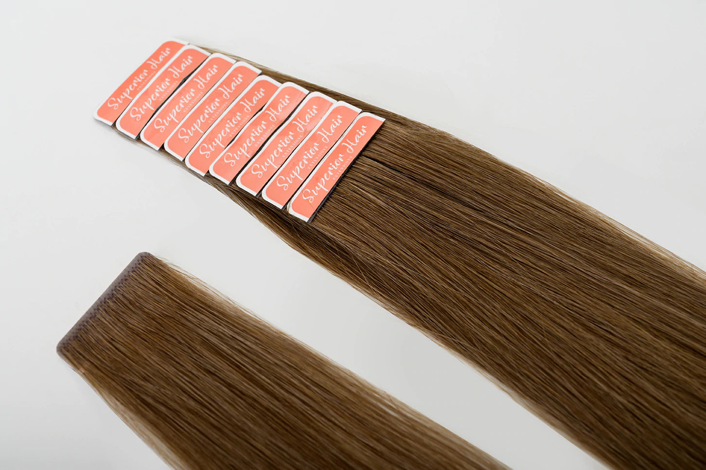 #8 Natural Light Brown Invisi Tape Hair Extensions