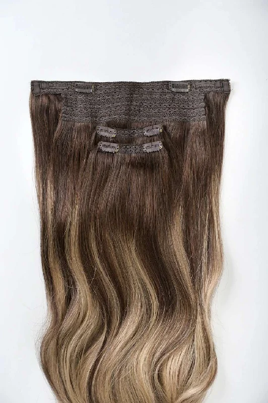 #Dark Ash Brown Balayage Classic Halo Hair Extensions