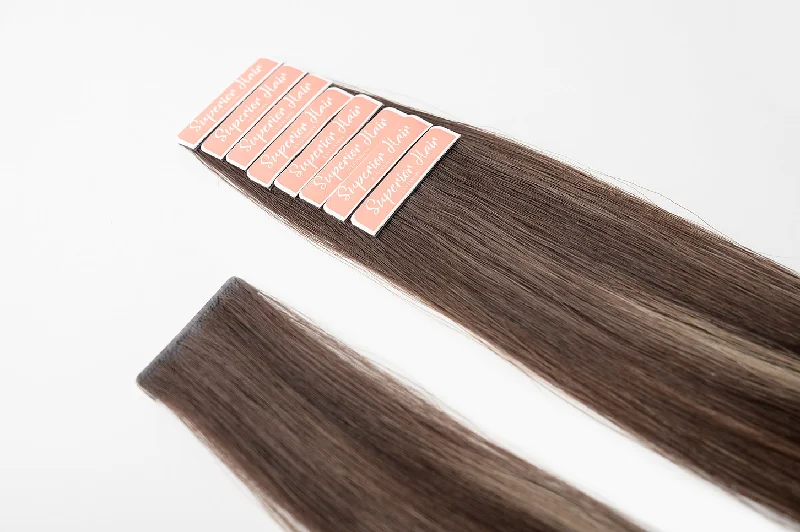 #Dark Ash Brown Balayage  Invisi Tape Hair Extensions