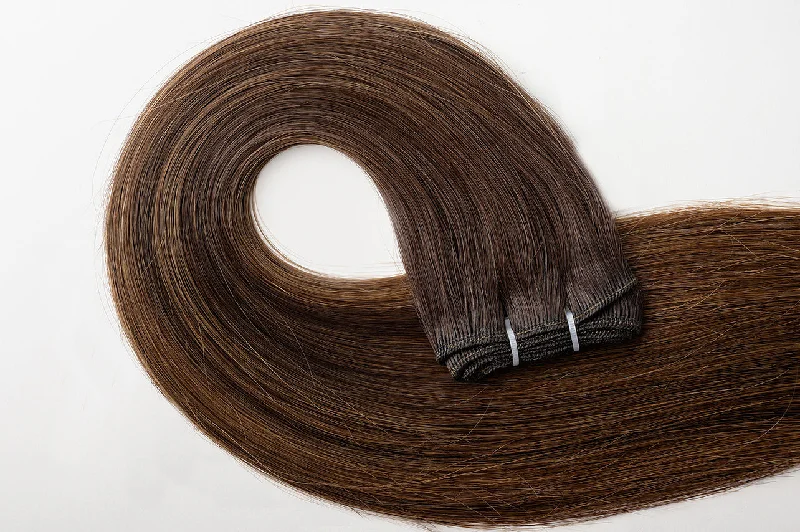 #Dark Brown Balayage Traditional Weft Extensions