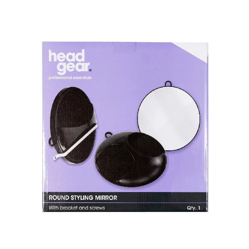 Head-Gear Round Back Mirror (Black) With Bracket