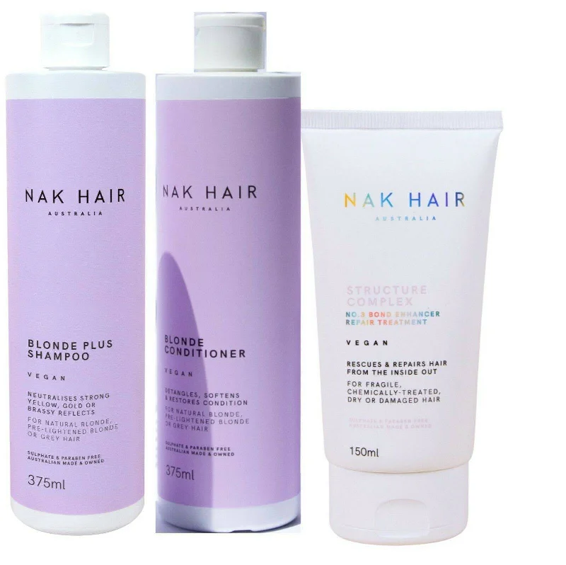 Nak Blonde Plus Shampoo Conditioner and Structure Complex Trio