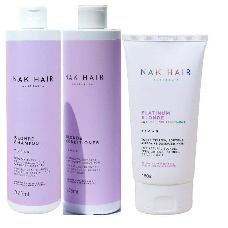 Nak Blonde Shampoo Conditioner & Platinum Blonde Treatment Trio Pack VEGAN