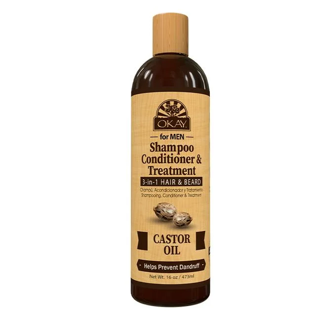 Okay Beard Castor Oil 3N1 Shampoo 16 Oz