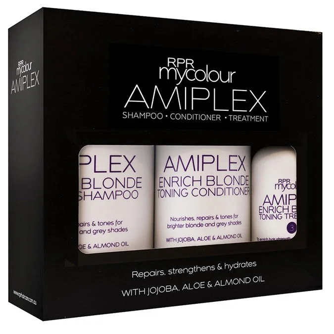 RPR Amiplex Enrich Blonde Toning Shampoo Conditioner and Stage 3 Treatment Kit