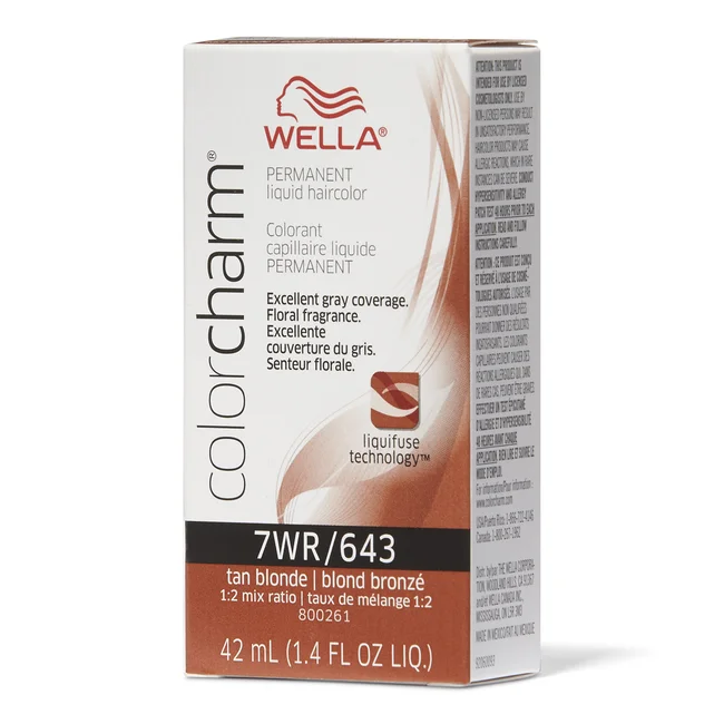 Wella Color Charm 643/7Wr Tan Blonde Liquid Permanent Hair Color - 1.4 Fl Oz